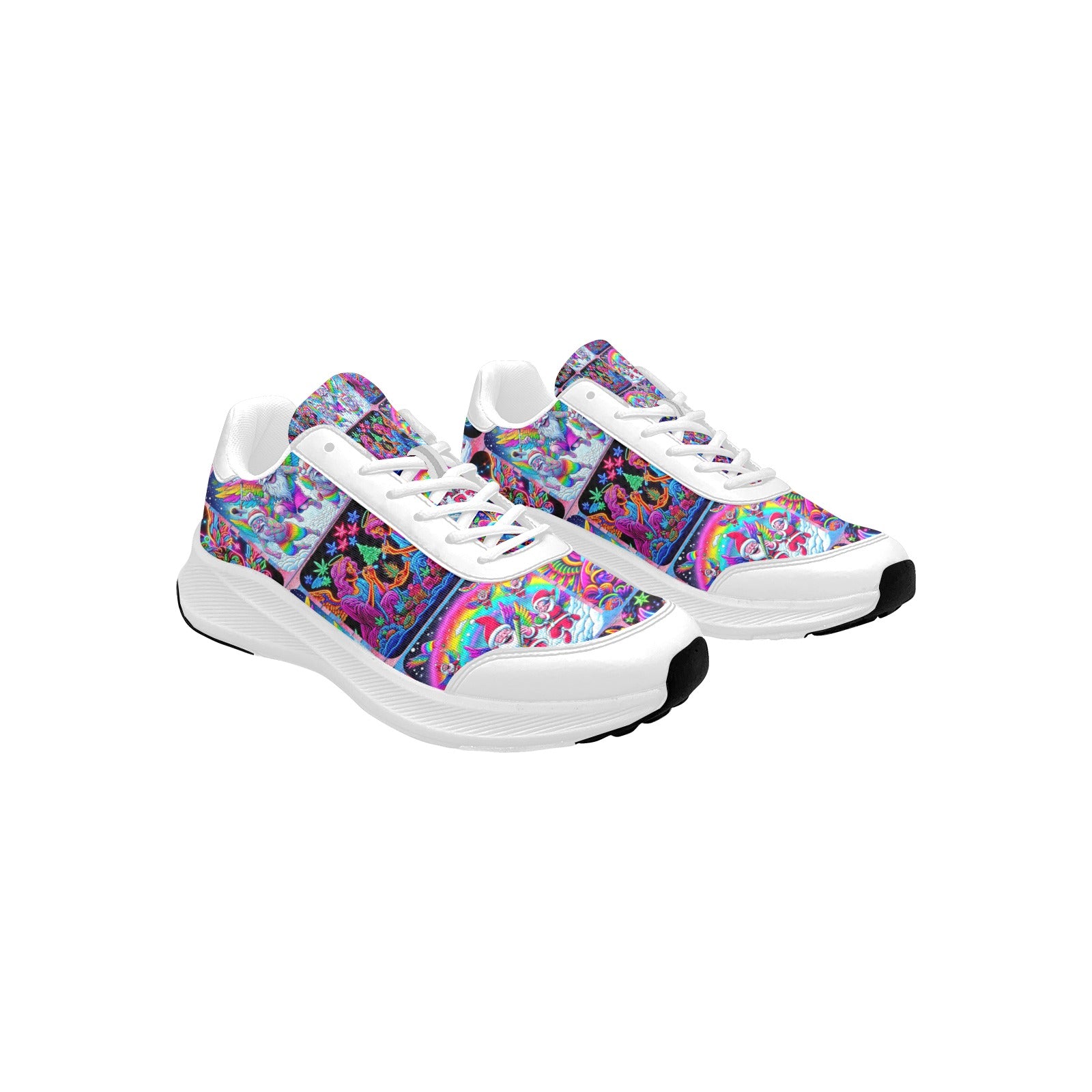 “Psychedelic Toking Christmas Angels” Women's Mudguard Running Shoes