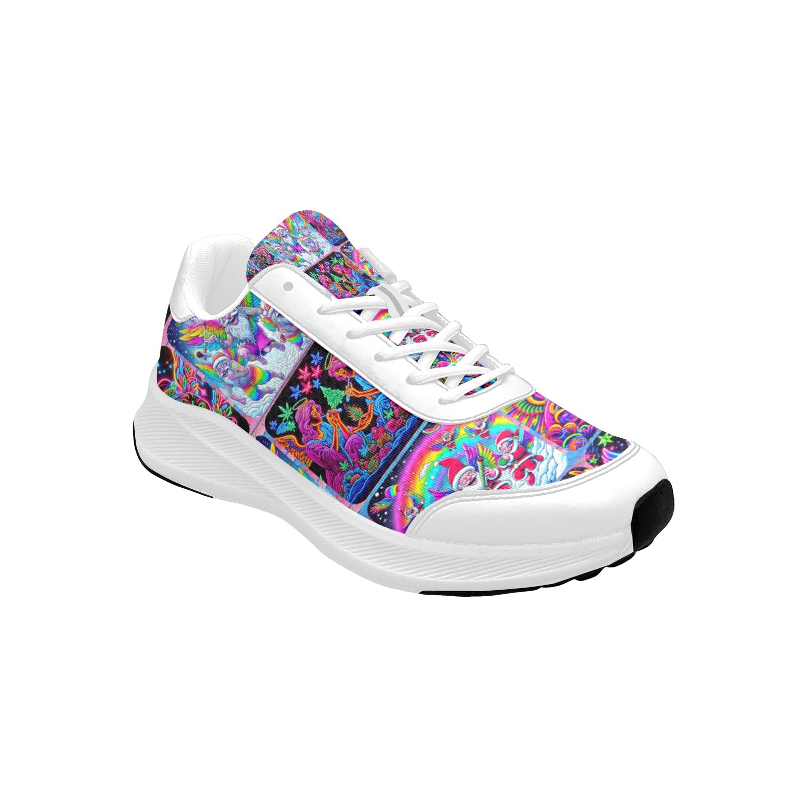 “Psychedelic Toking Christmas Angels” Women's Mudguard Running Shoes