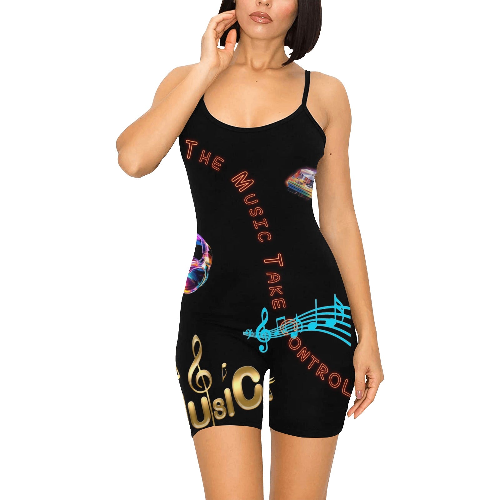 “Let the Music Take Control” Women's Short Bodysuit