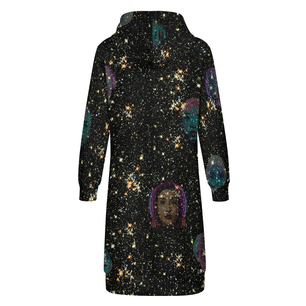 "Girls from Quintuplet Galaxy Cluster" Women's Long Hoodie