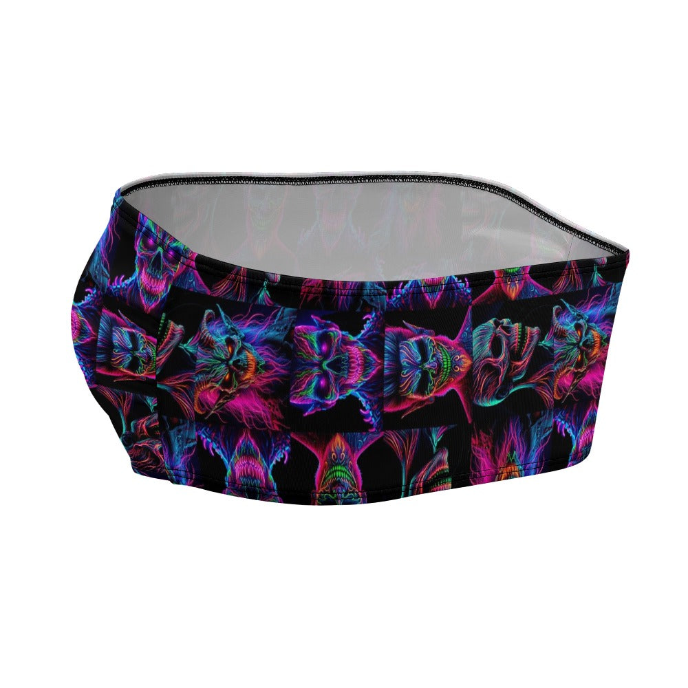 “Neon Evil Halloween Ghouls” Women’s Tube Wrap Crop Top