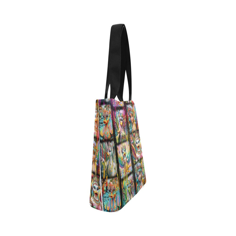 Bolso tote de lona “Pato Hadas en una tormenta de colores” - Grande