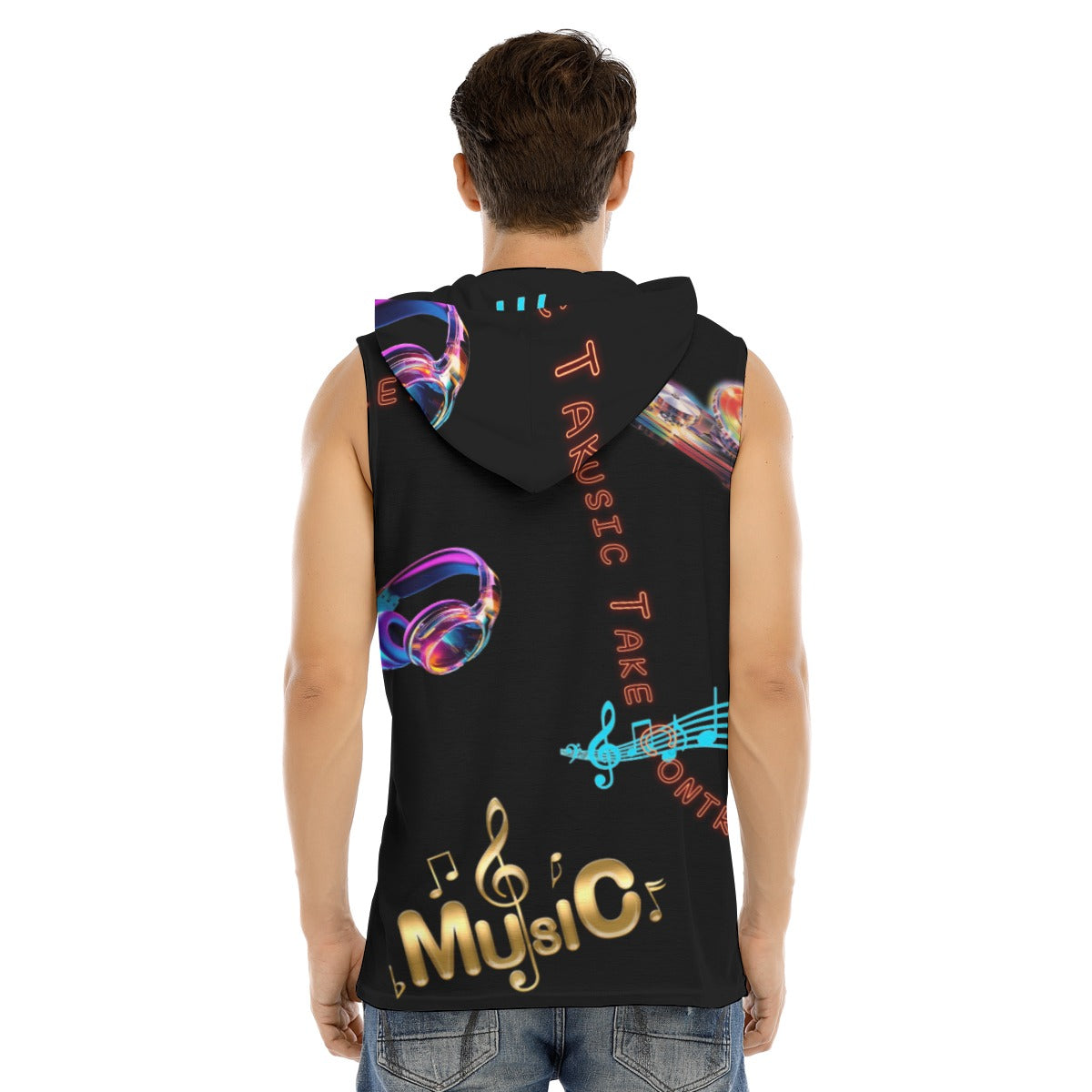 “Let the Music Take Control” Hooded Sports Tank Top