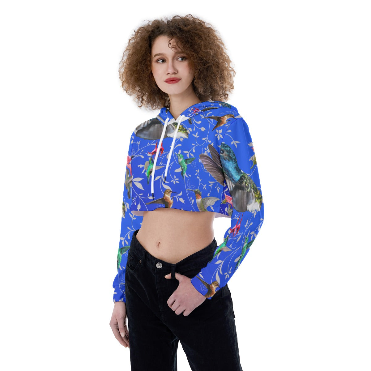 “Hummin’ Along” Drop Shoulder Crop Top Hoodie