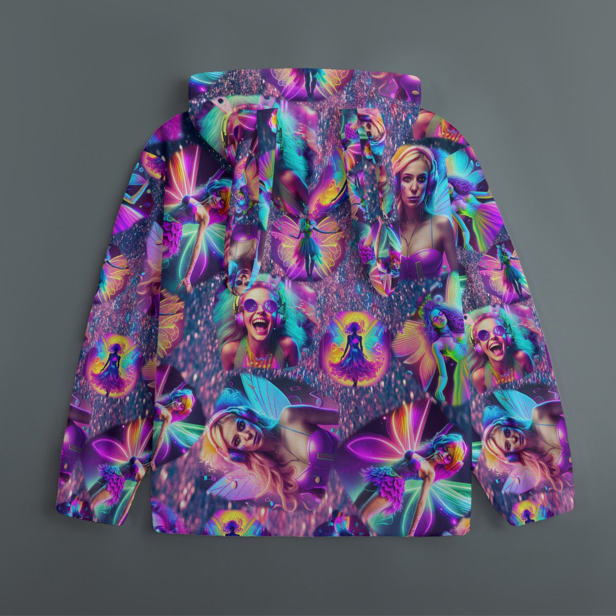 “Psychedelic Fairies” Women's Plush Rave Bunny Ears Long Sleeve Top