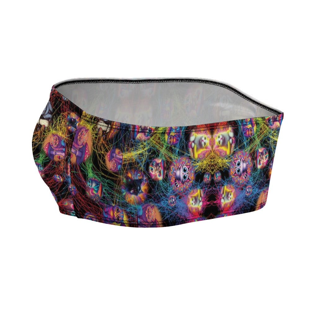 "Psychedelic Cats on Motorcycles" Women’s Tube Wrap Crop Top