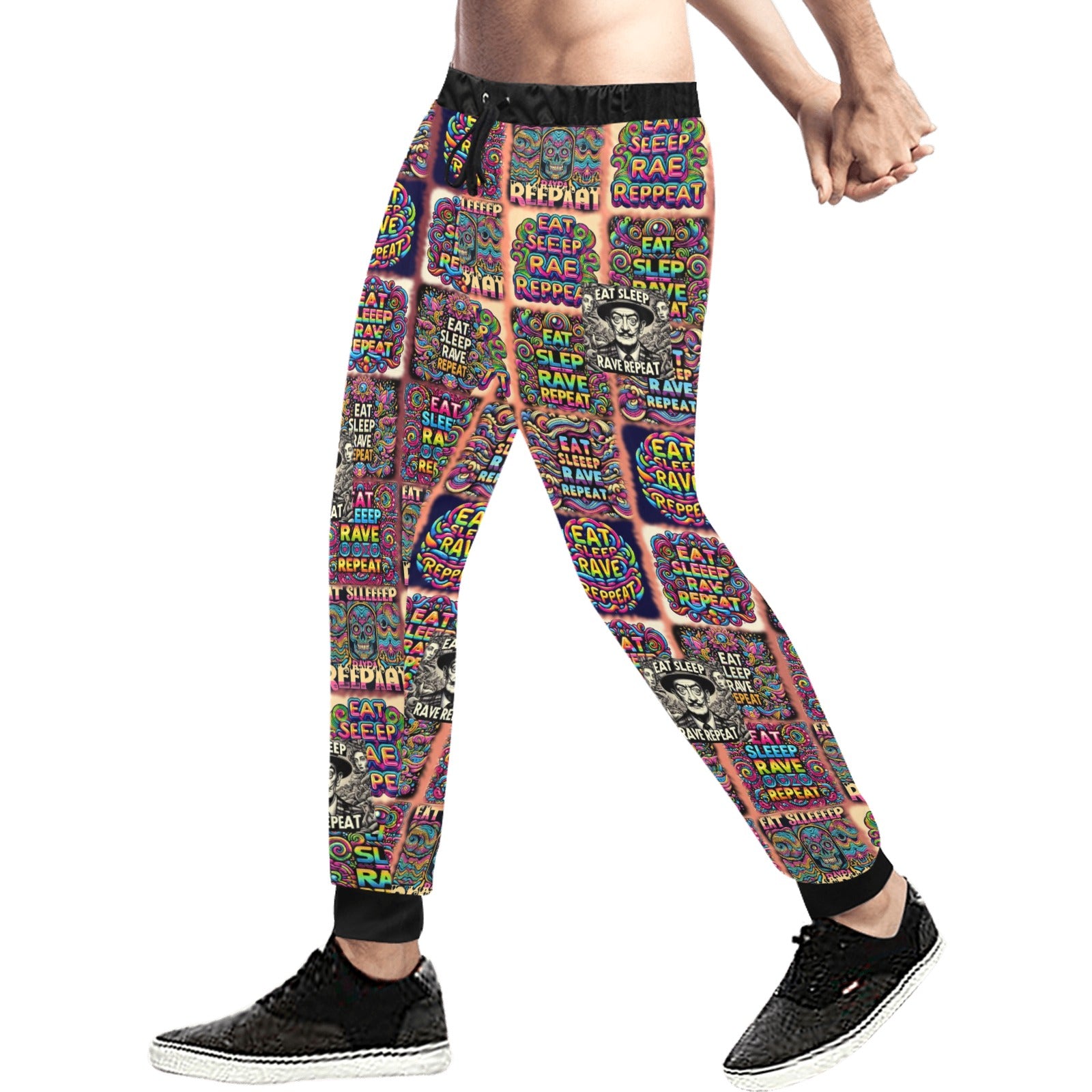 “Eat, Sleep, Rave, Repeat -Featuring Salvadore Dali” Men’s Joggers - Sizes XS - 4XL