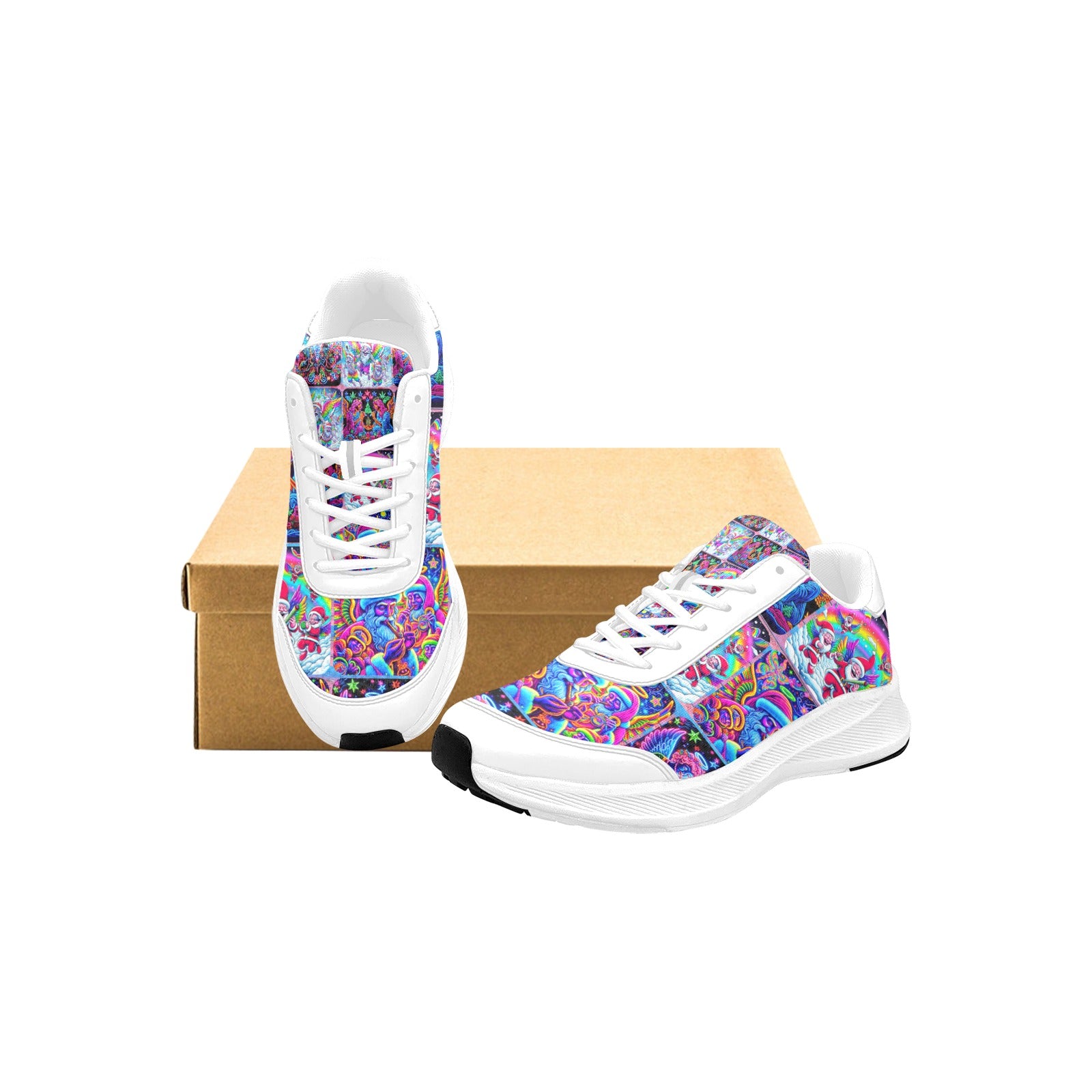 “Psychedelic Toking Christmas Angels” Women's Mudguard Running Shoes