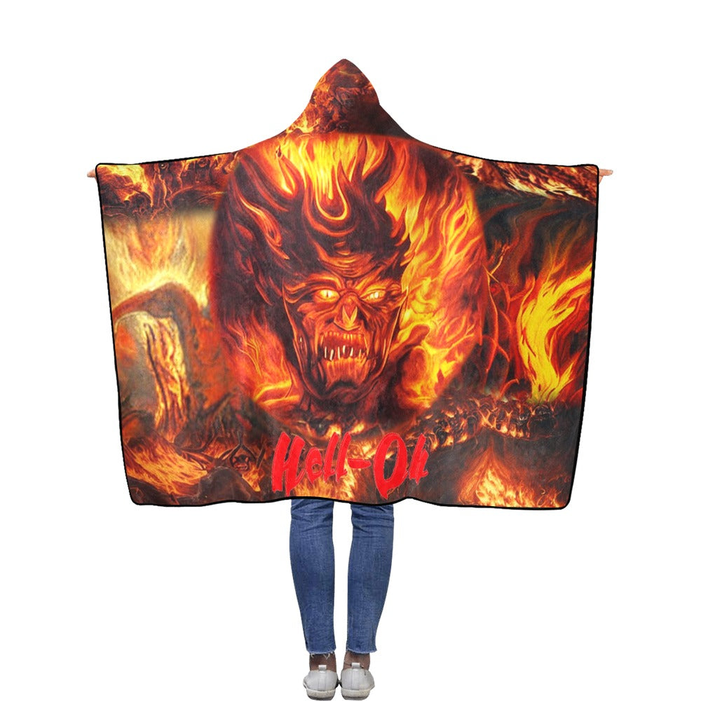 “Hell-Oh Halloween” Flannel Hooded Blanket 50''x60''