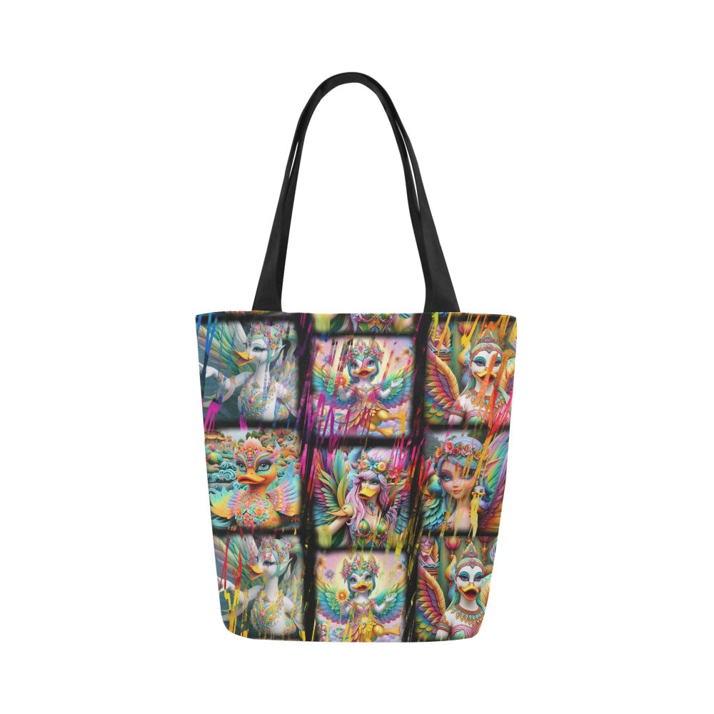 Bolso tote de lona “Pato Hadas en una tormenta de colores” - Grande