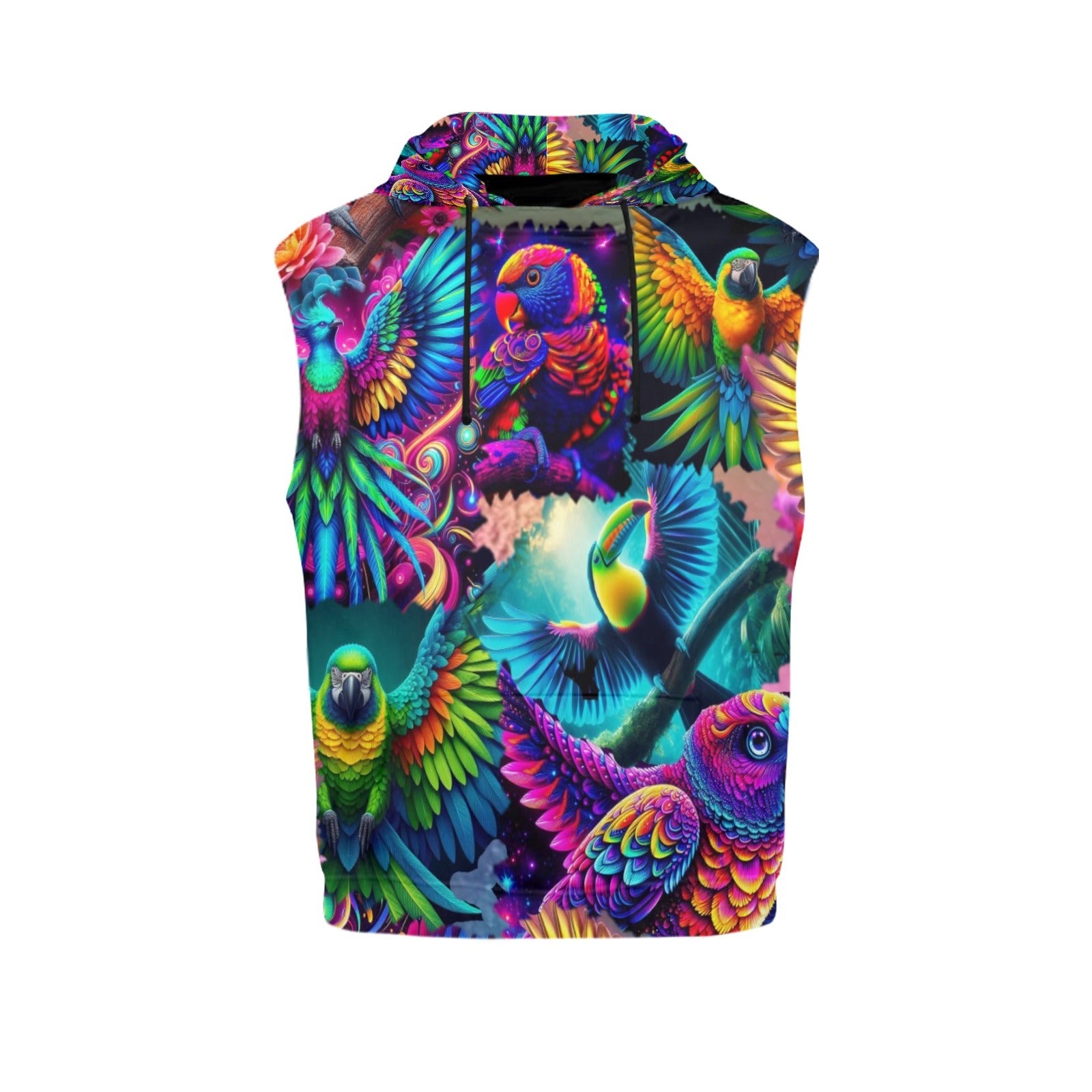 “Neon Aviary” Men's Sleeveless Hoodie