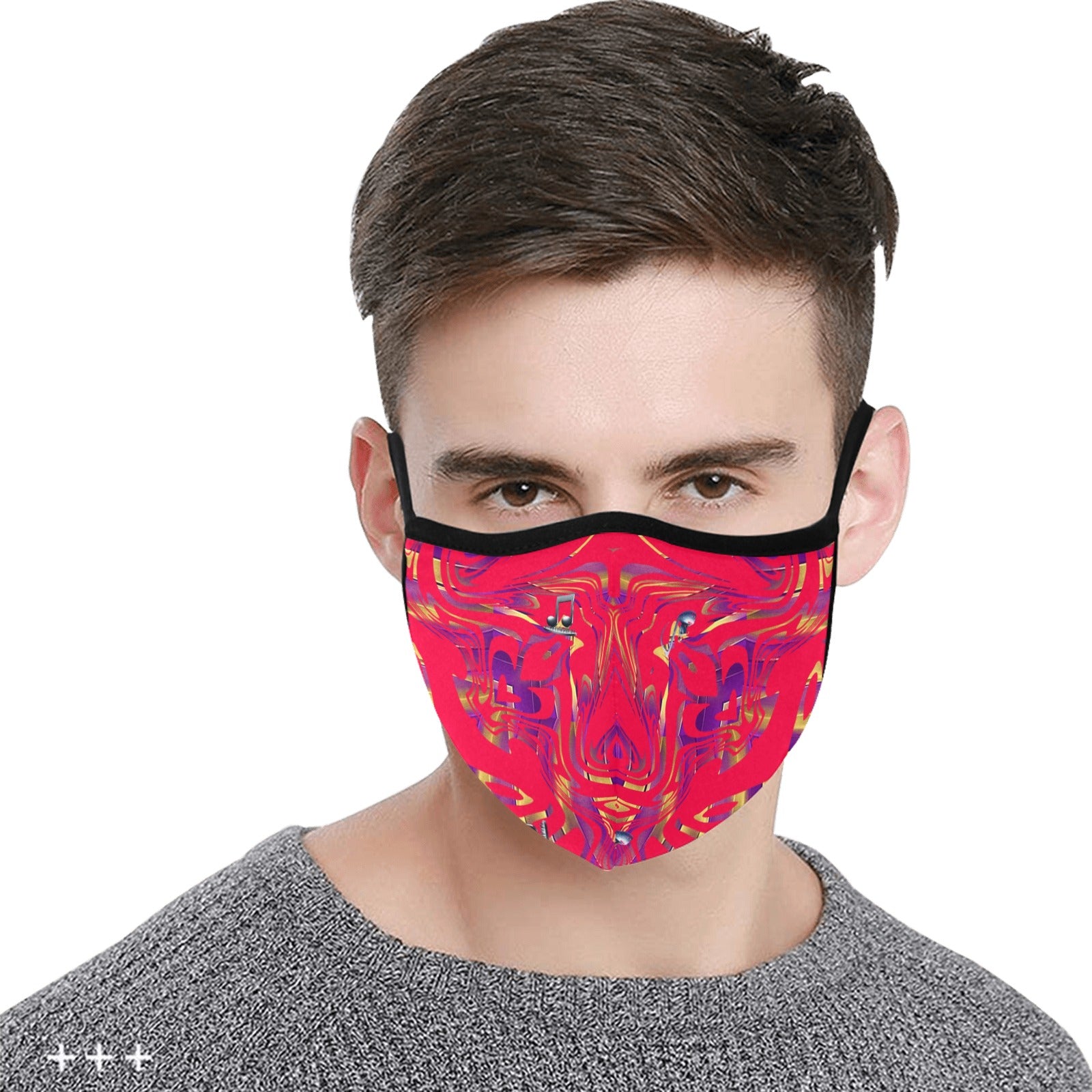 “Purple and Gold Abstract on Red” Face Mask – Pack of 5 with 10 Filter Elements