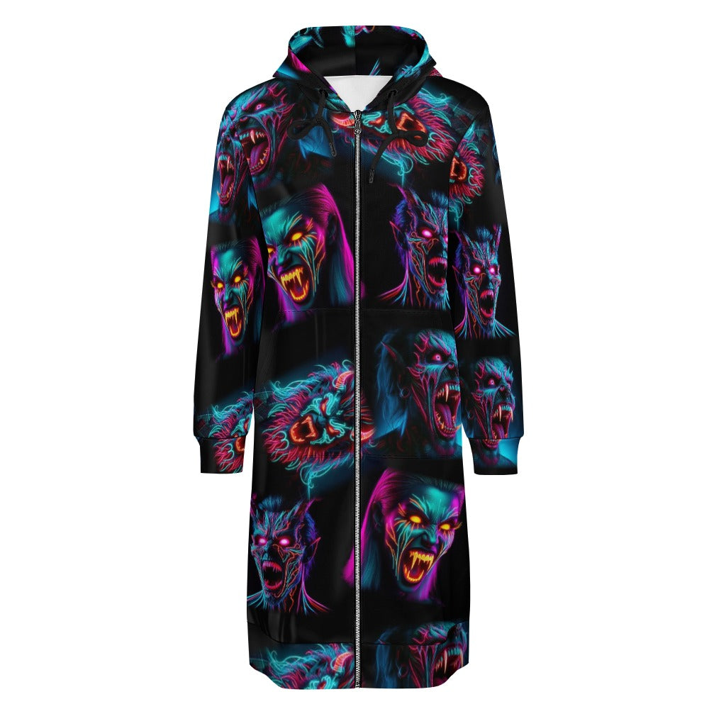 "Screaming Banshees at Halloween” Women's Long Hoodie