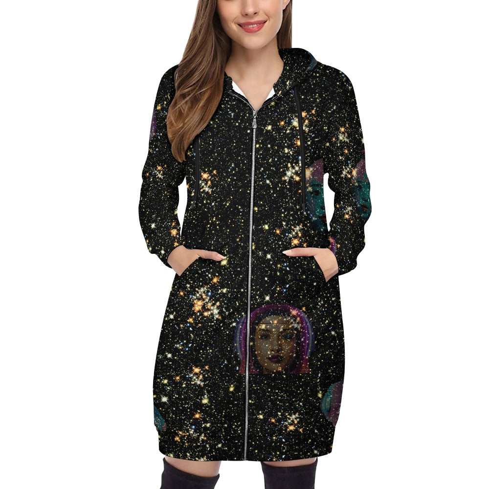 "Girls from Quintuplet Galaxy Cluster" Women's Long Hoodie