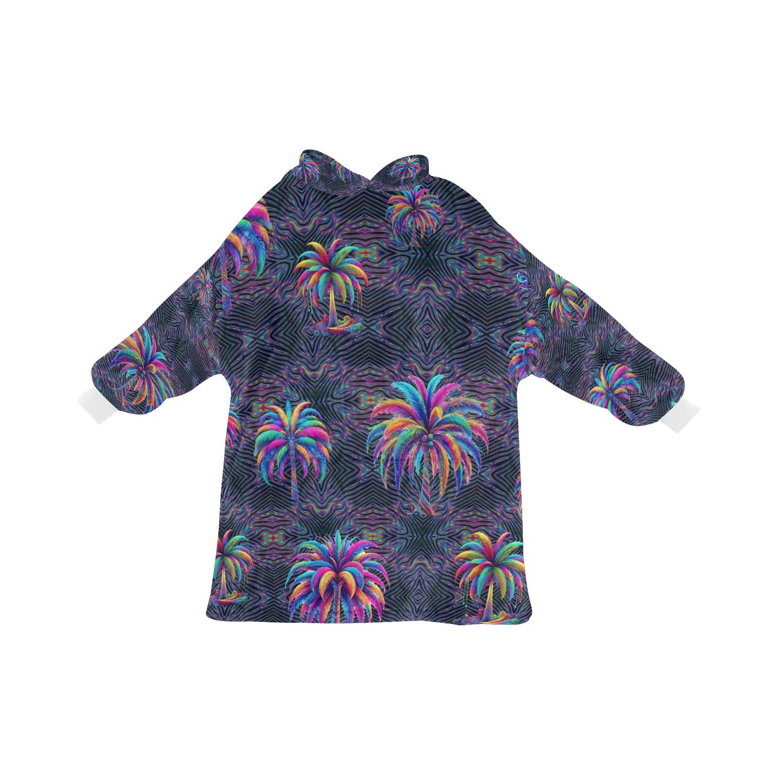 “Psychedelic Neon Palm Tree Ulterior Universe” Men's Blanket Hoodie – One Size