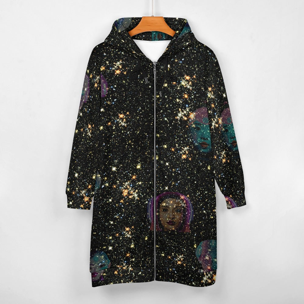 "Girls from Quintuplet Galaxy Cluster" Women's Long Hoodie