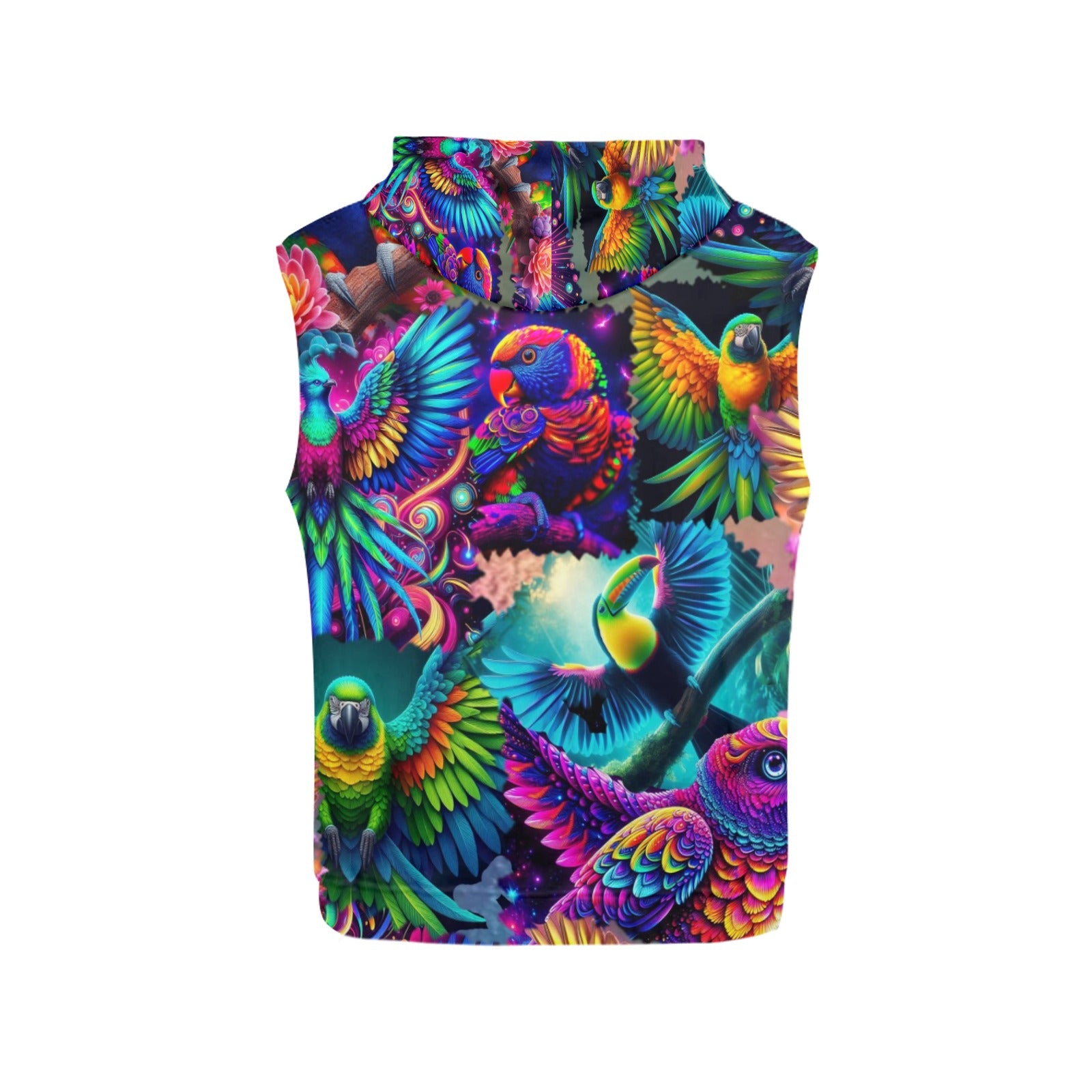 “Neon Aviary” Men's Sleeveless Hoodie