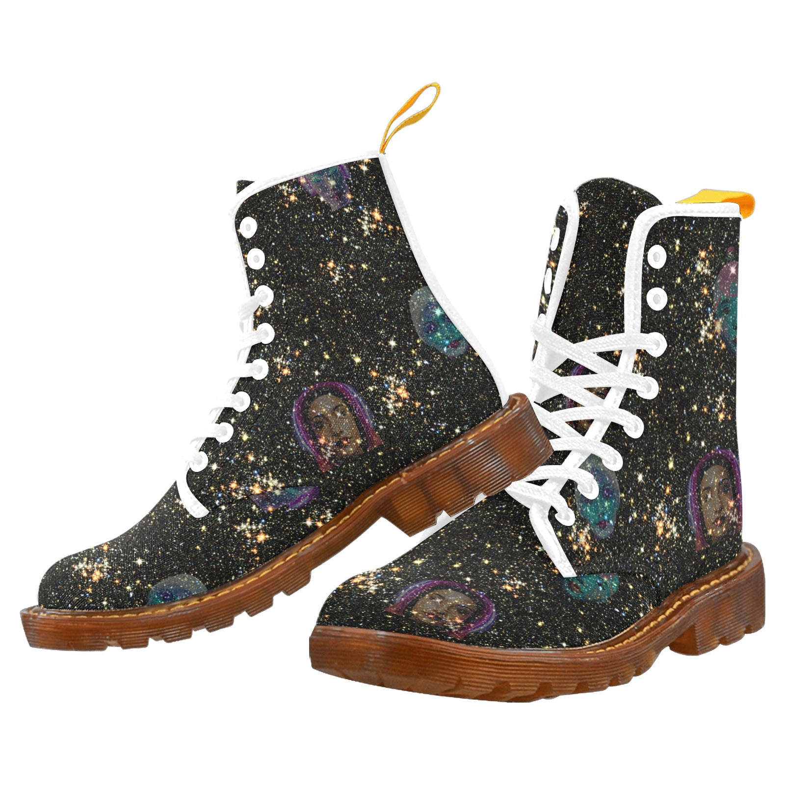 "Girls from Quintuplet Galaxy Cluster" Women's Lace Up Canvas Boots