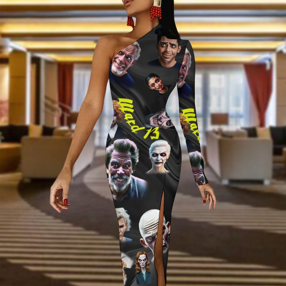 “Ward 13” Halloween Half Sleeve Slit Dress