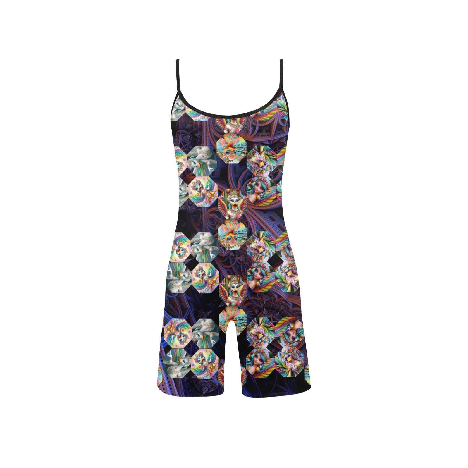 “Fairie Ducks in a Space Machine” Womens Plus Size Short Body Suit