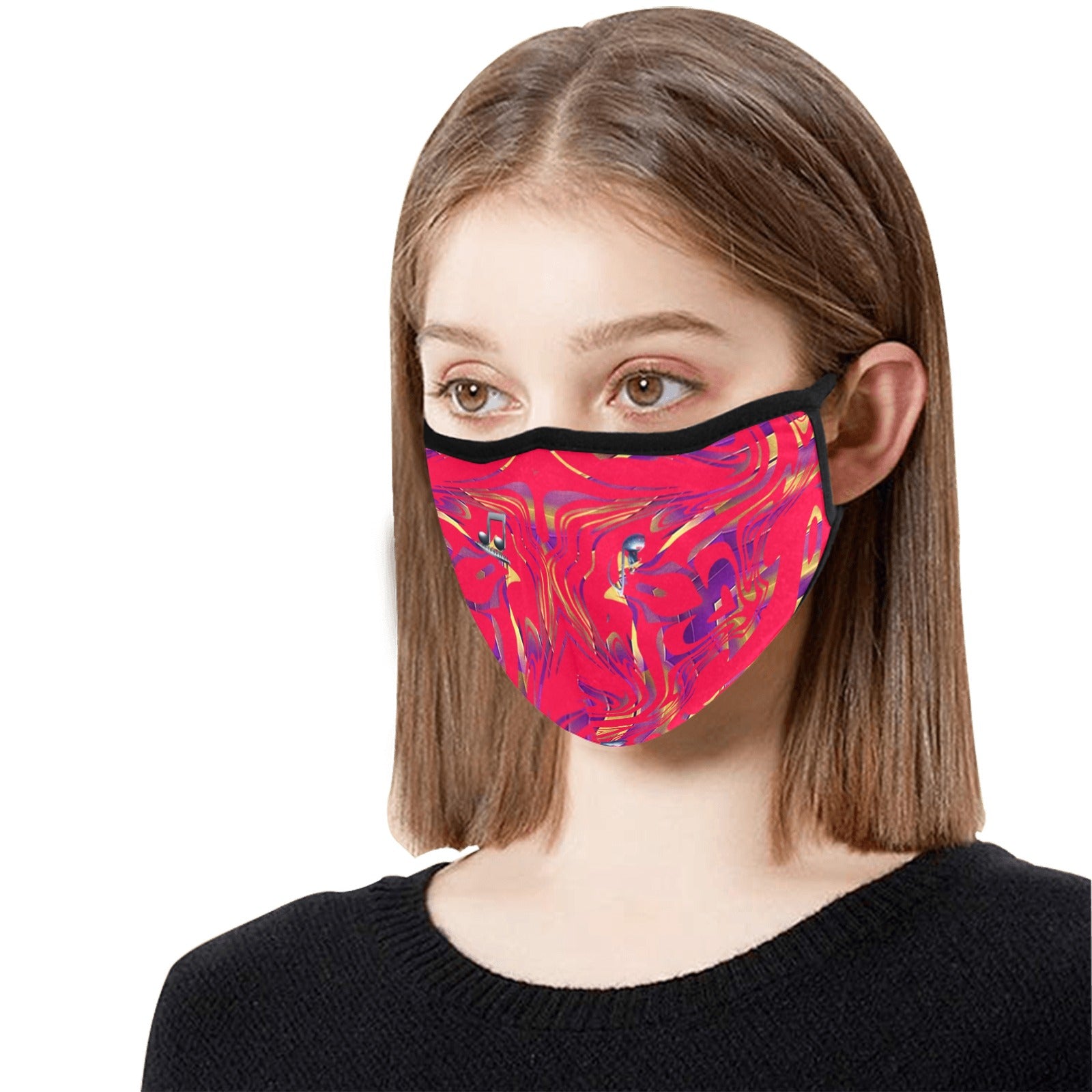 “Purple and Gold Abstract on Red” Face Mask – Pack of 5 with 10 Filter Elements