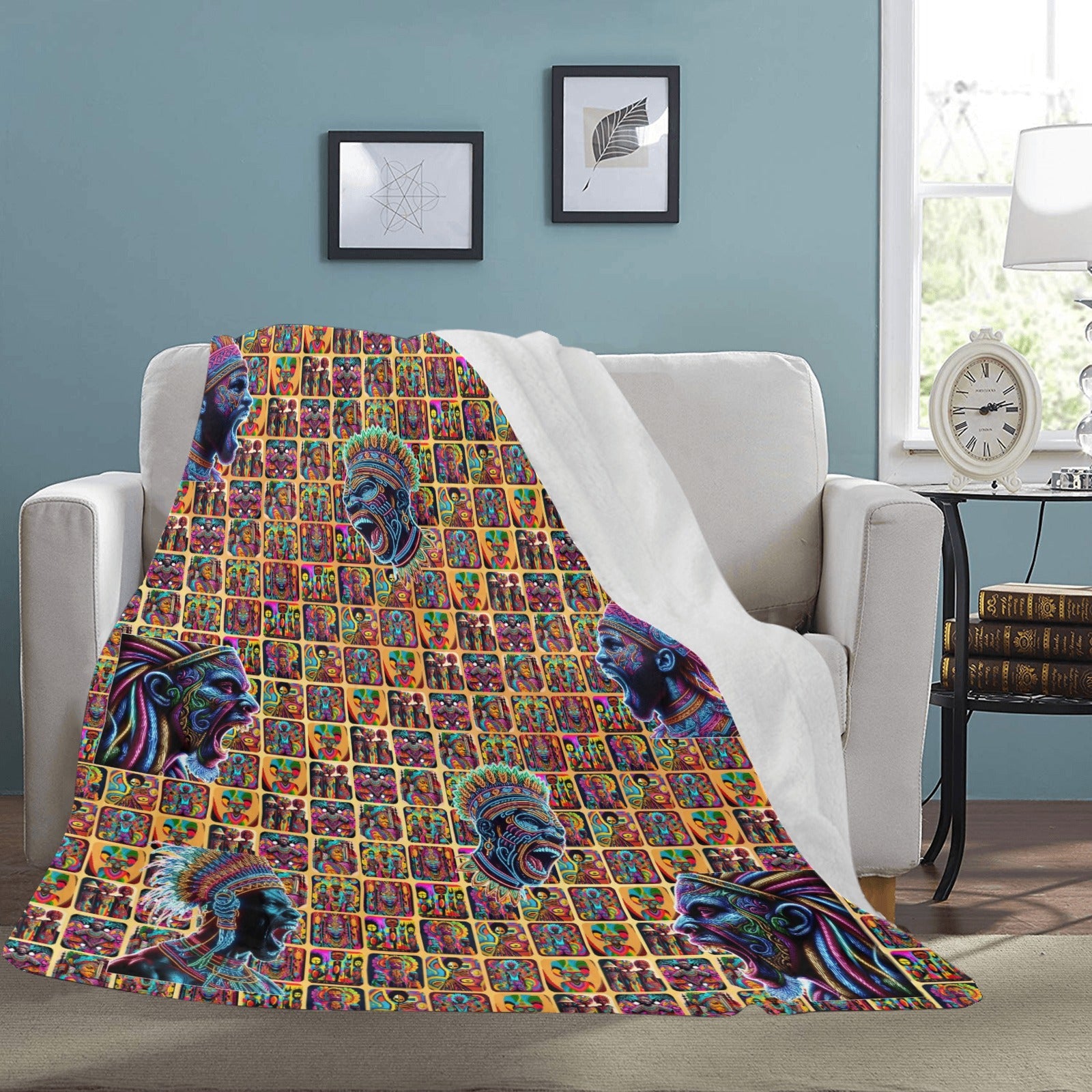 "Screaming African Warriors Surrounded” Ultra-Soft Micro Fleece Blanket – Multiple Sizes