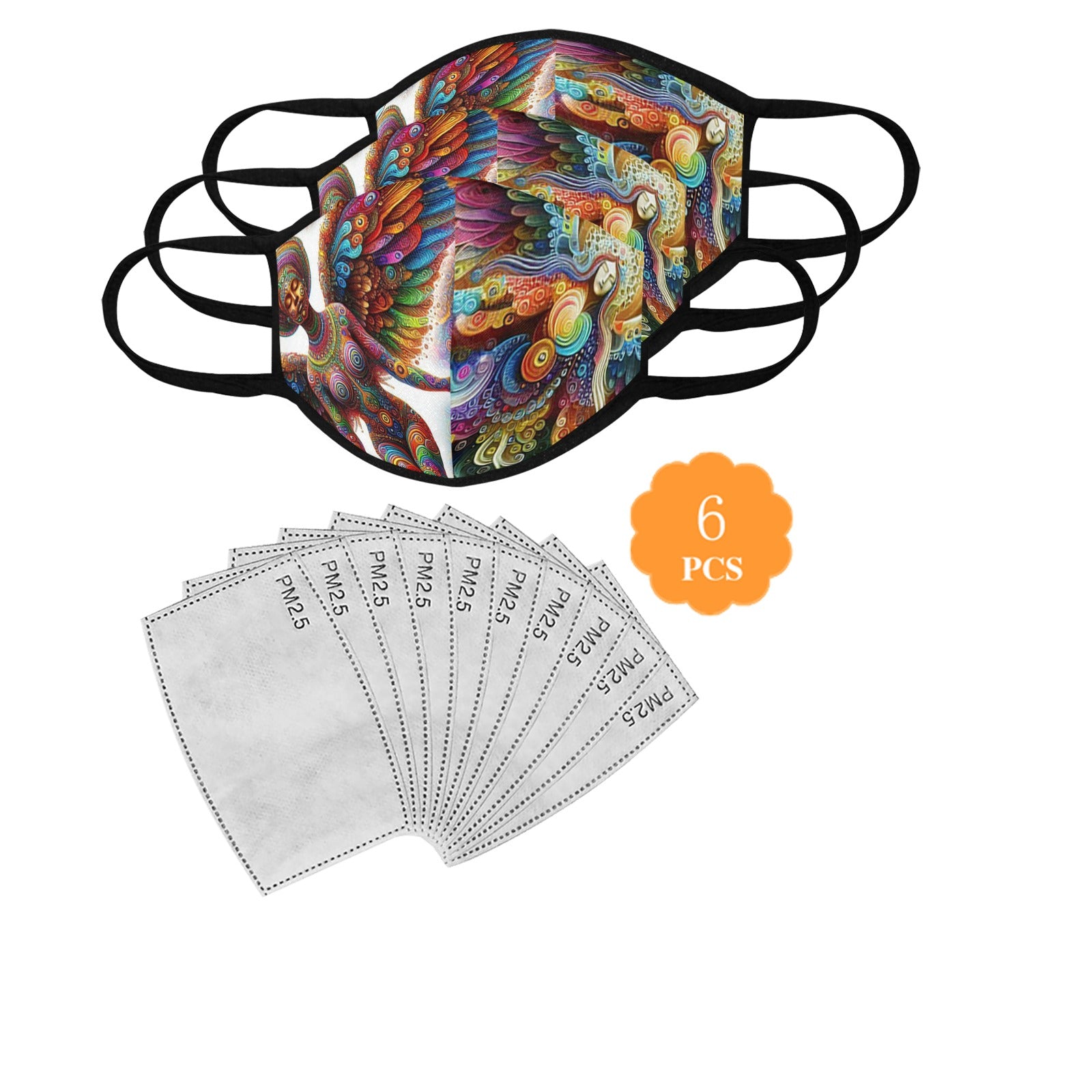 “Psychedelic Angels” Face Mask – Pack of 5 with 10 Filter Elements