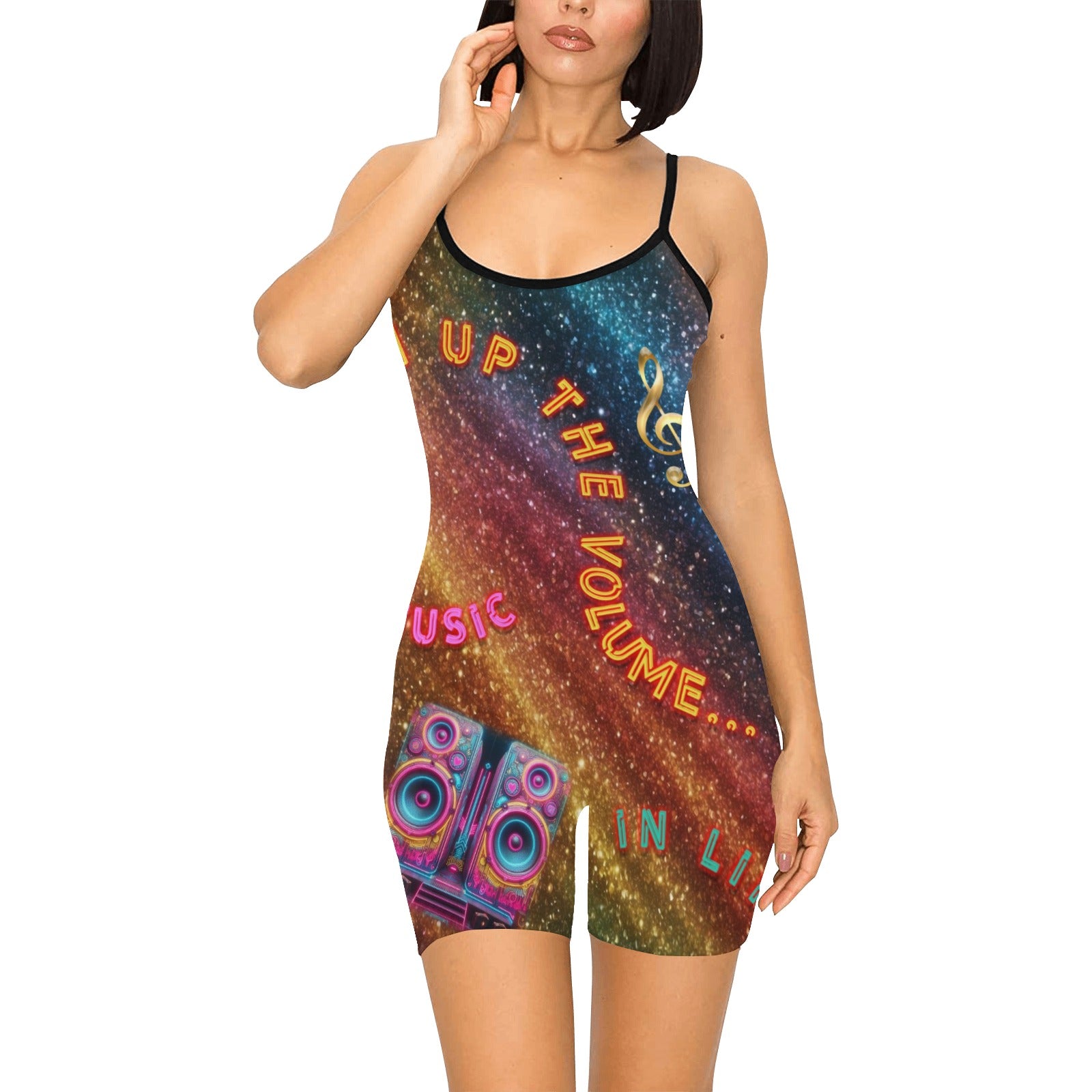 “Turn Up the Volume” Women's Short Bodysuit