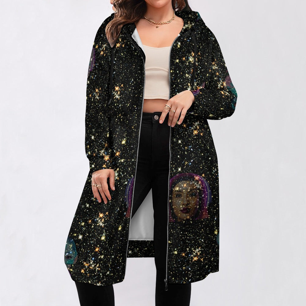 "Girls from Quintuplet Galaxy Cluster" Women's Long Hoodie