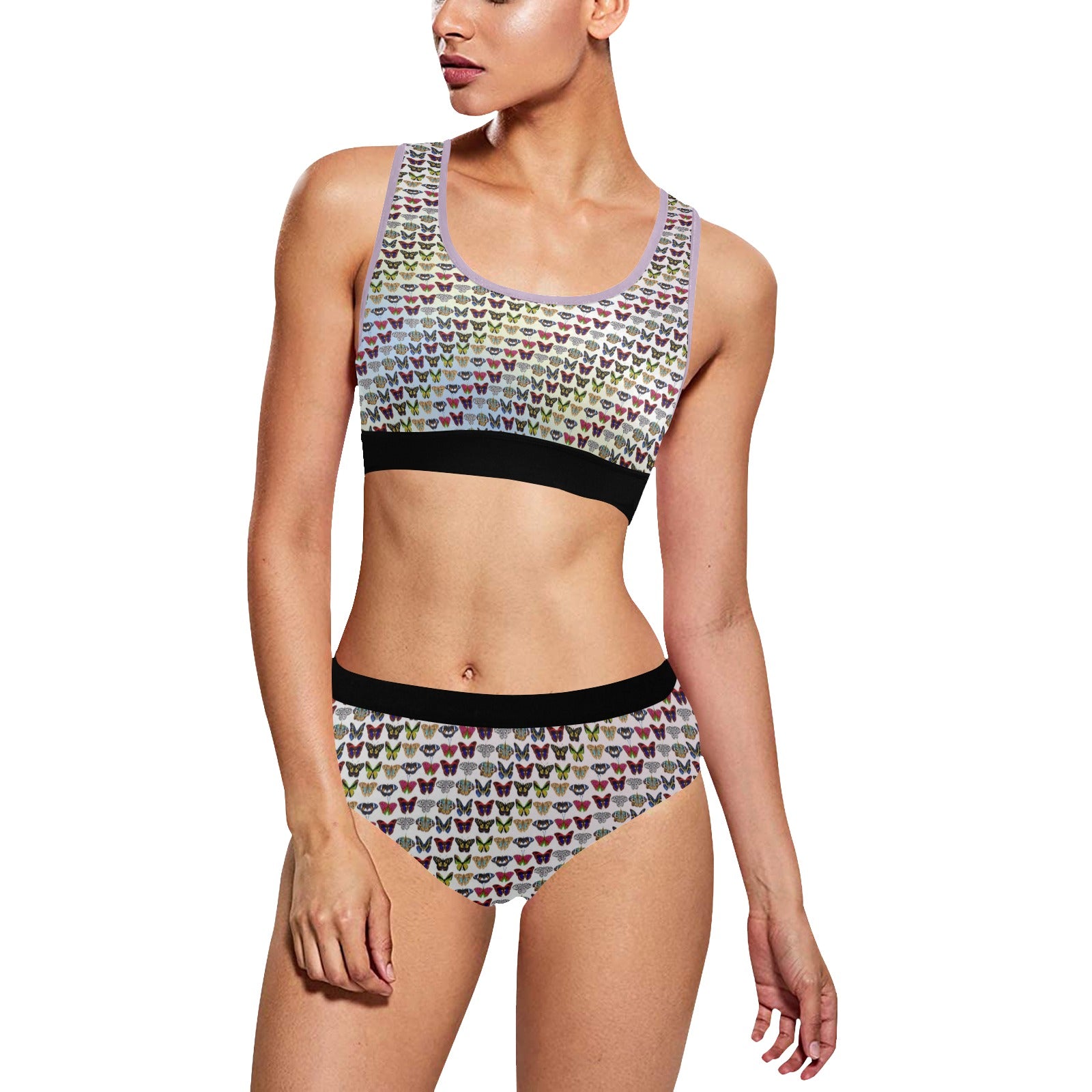 “Butterfly Flourish” Women's Sports Festival Set – Top and Booty Shorts