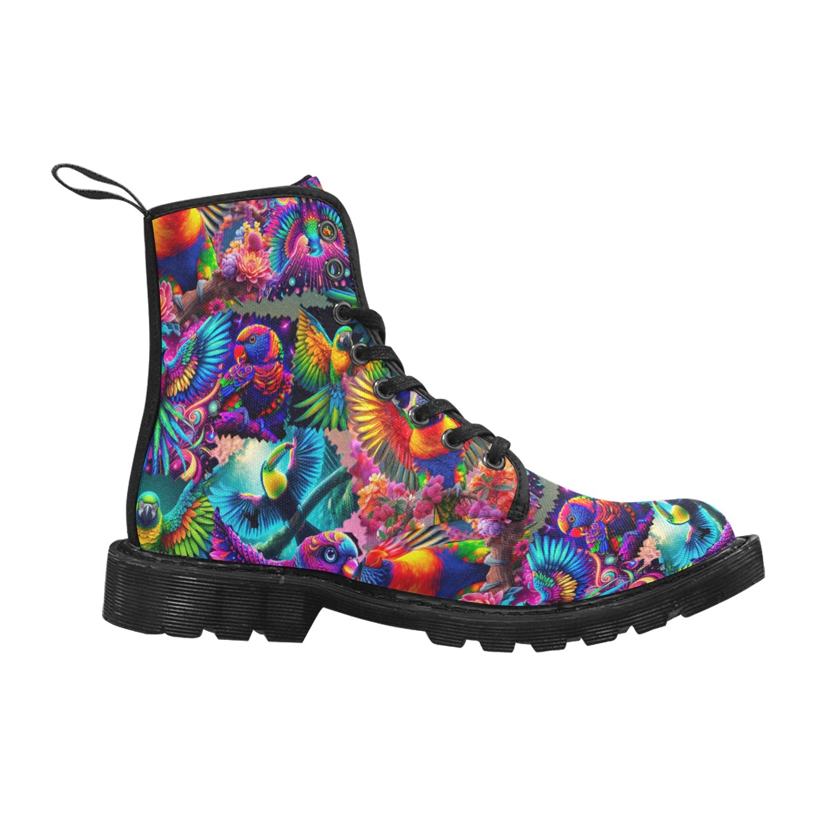 “Neon Aviary” Women's Lace Up Canvas Boots