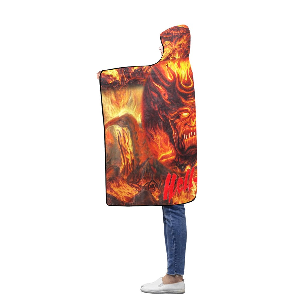 “Hell-Oh Halloween” Flannel Hooded Blanket 50''x60''