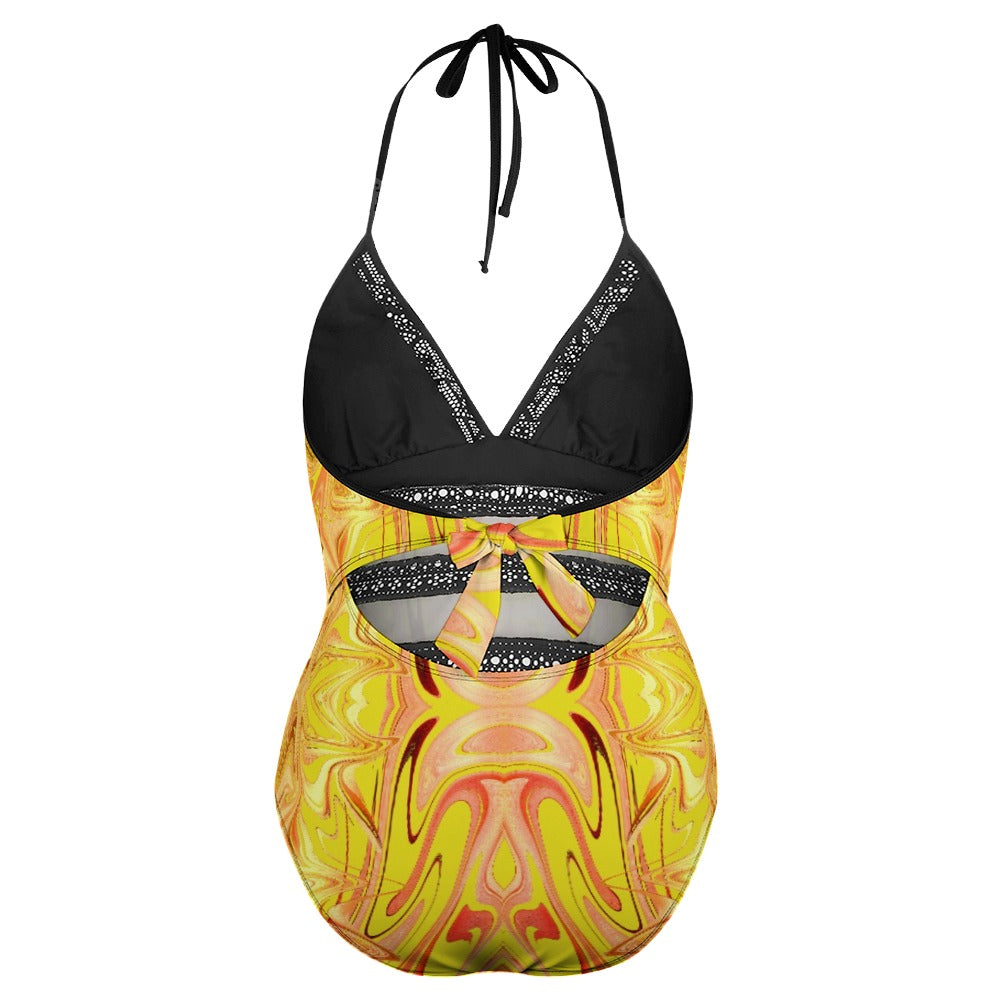 "Fire and Gold" One Piece Women's Swimsuit Plus Size