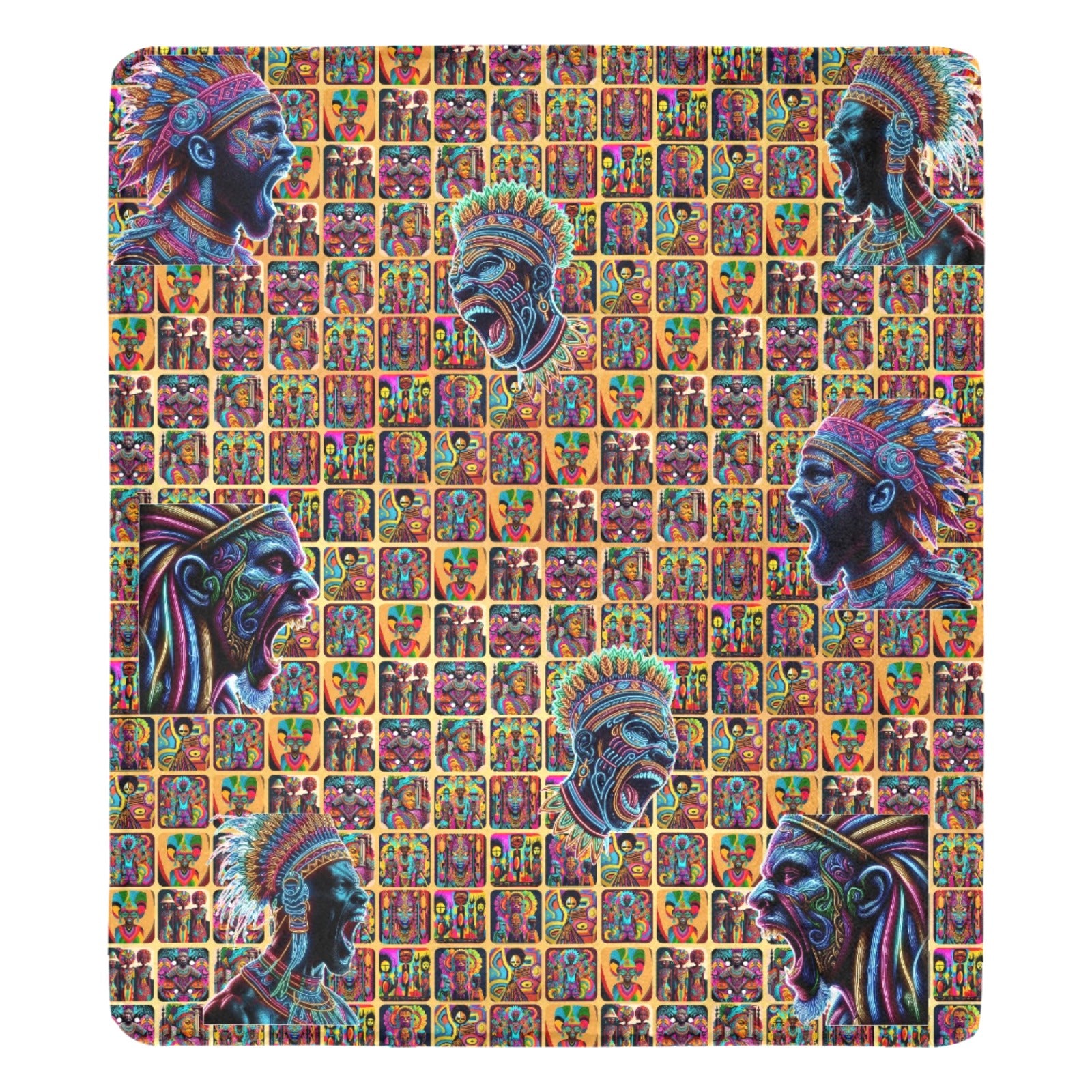 "Screaming African Warriors Surrounded” Ultra-Soft Micro Fleece Blanket – Multiple Sizes