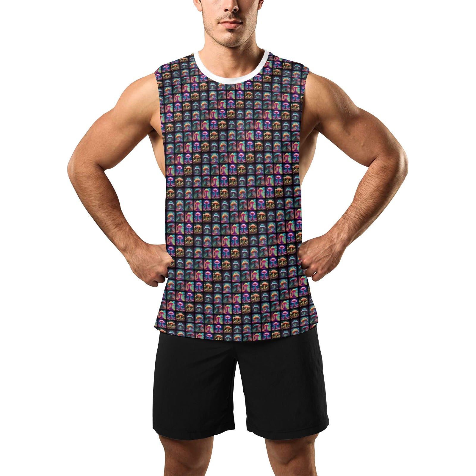 Camiseta sin mangas de entrenamiento con lados abiertos para hombre (T72)