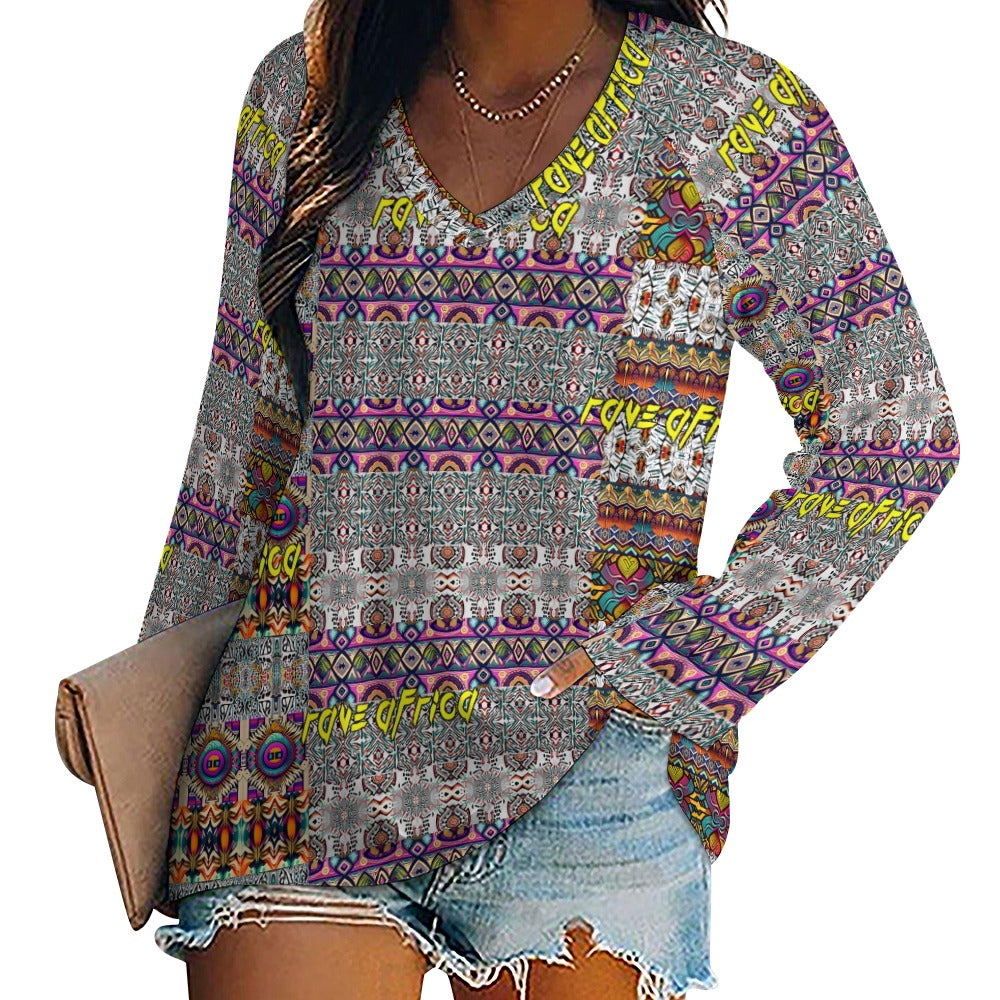 “Rave Africa” Women’s Plus Size Long Sleeve Loosely Flowing Top Sizes S – 5XL