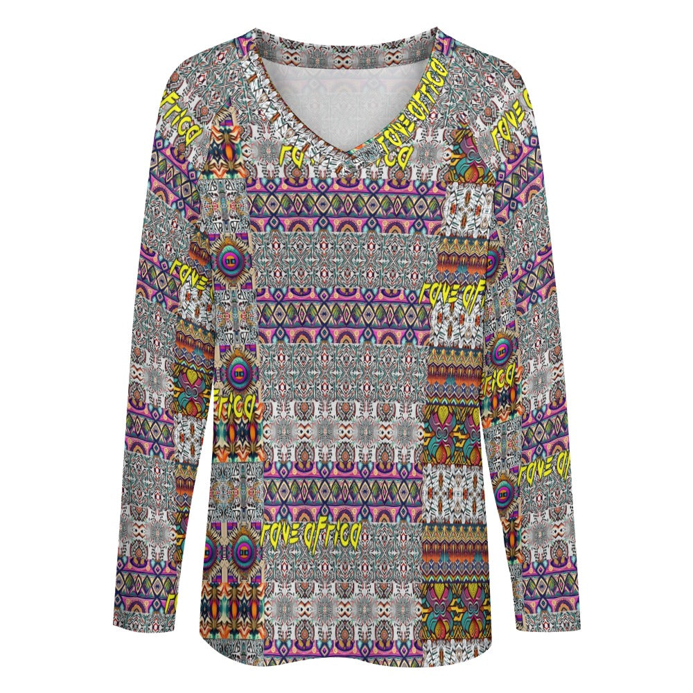 “Rave Africa” Women’s Plus Size Long Sleeve Loosely Flowing Top Sizes S – 5XL