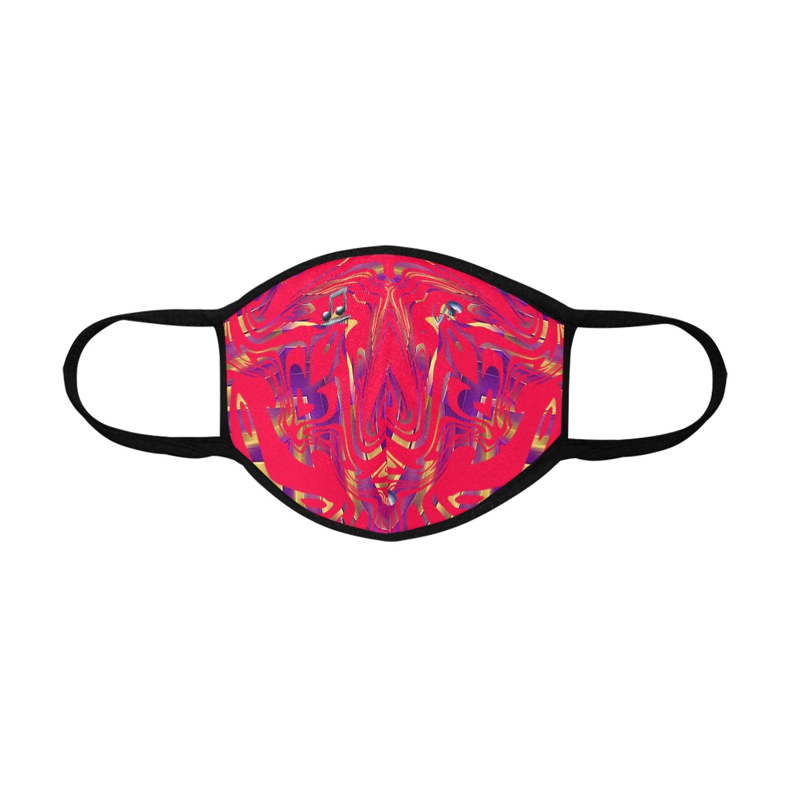 “Purple and Gold Abstract on Red” Face Mask – Pack of 5 with 10 Filter Elements