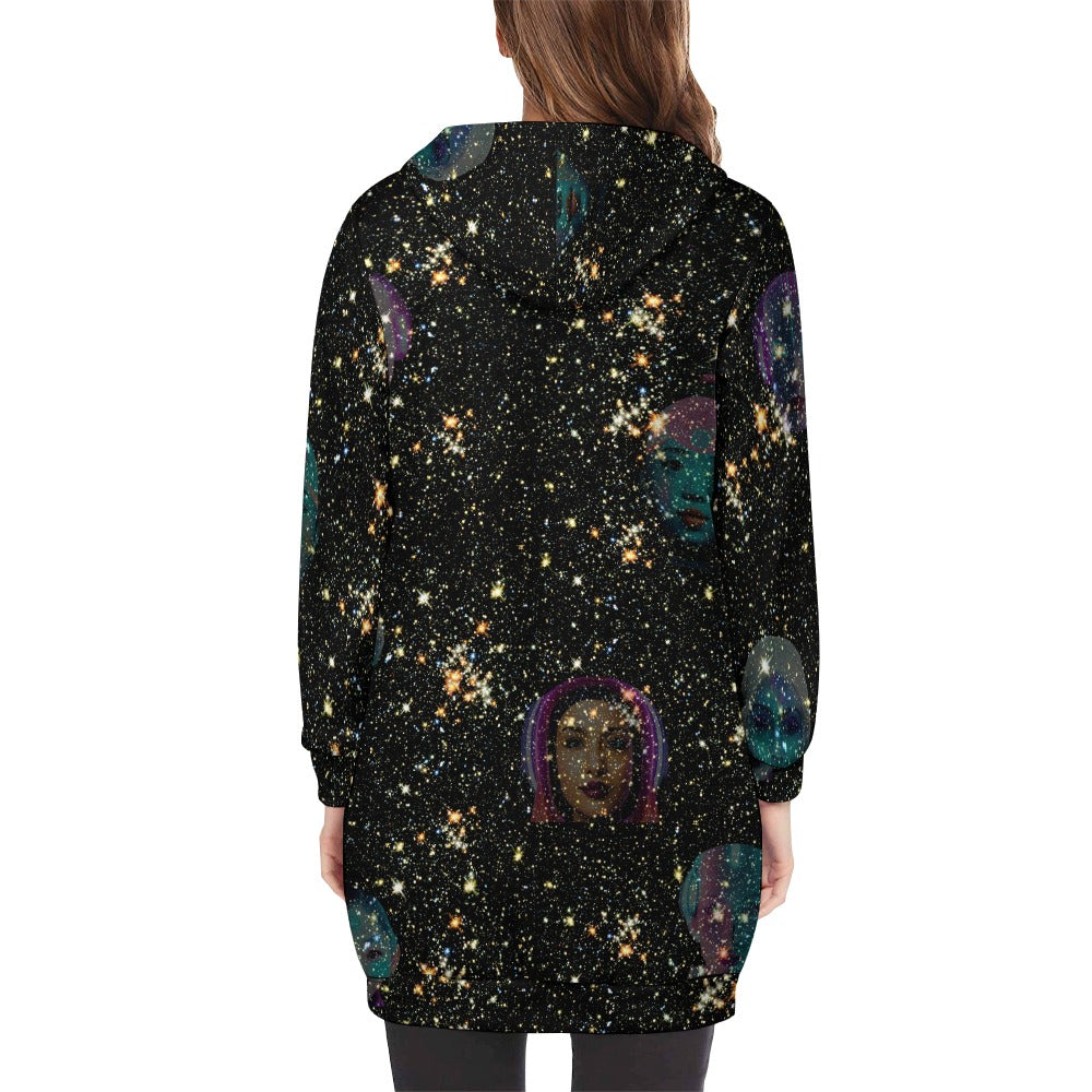 "Girls from Quintuplet Galaxy Cluster" Women's Long Hoodie