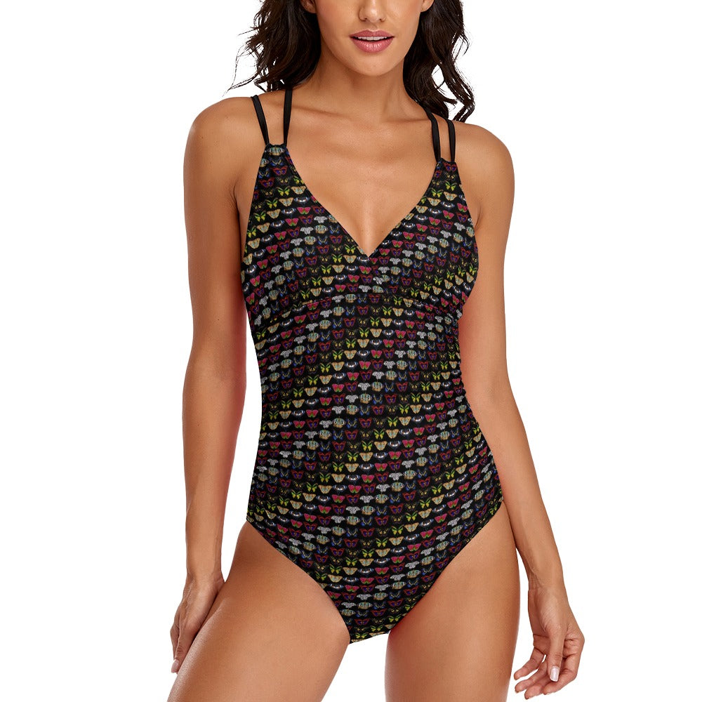 "Mariposa Mix" One Piece Bathing Suit – Black Base