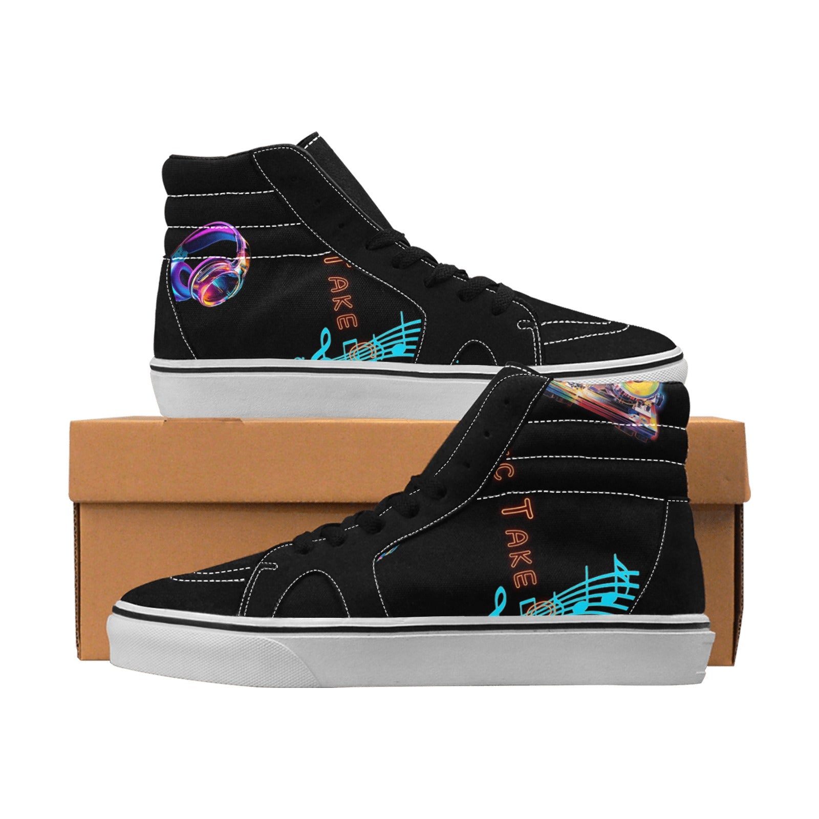 “Let the Music Take Control” " Women's High Top Canvas Shoes