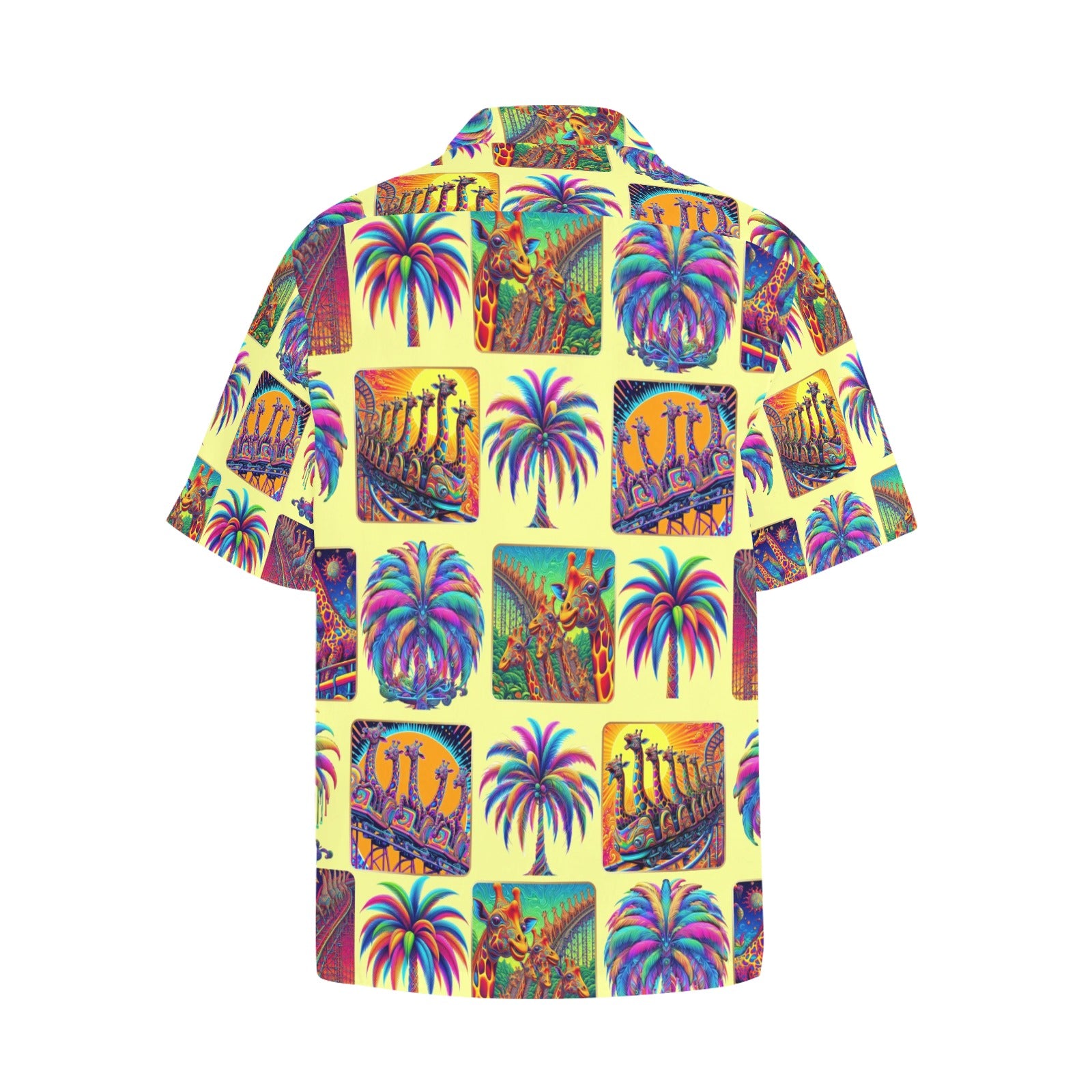 “Psychedelic Giraffes on Roller Coasters“ Men’s Lounge Shirt – Sizes S- 5XL