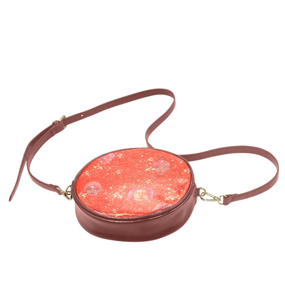 "Girls from Quintuplet Galaxy Cluster See Red" Round Messenger Bag