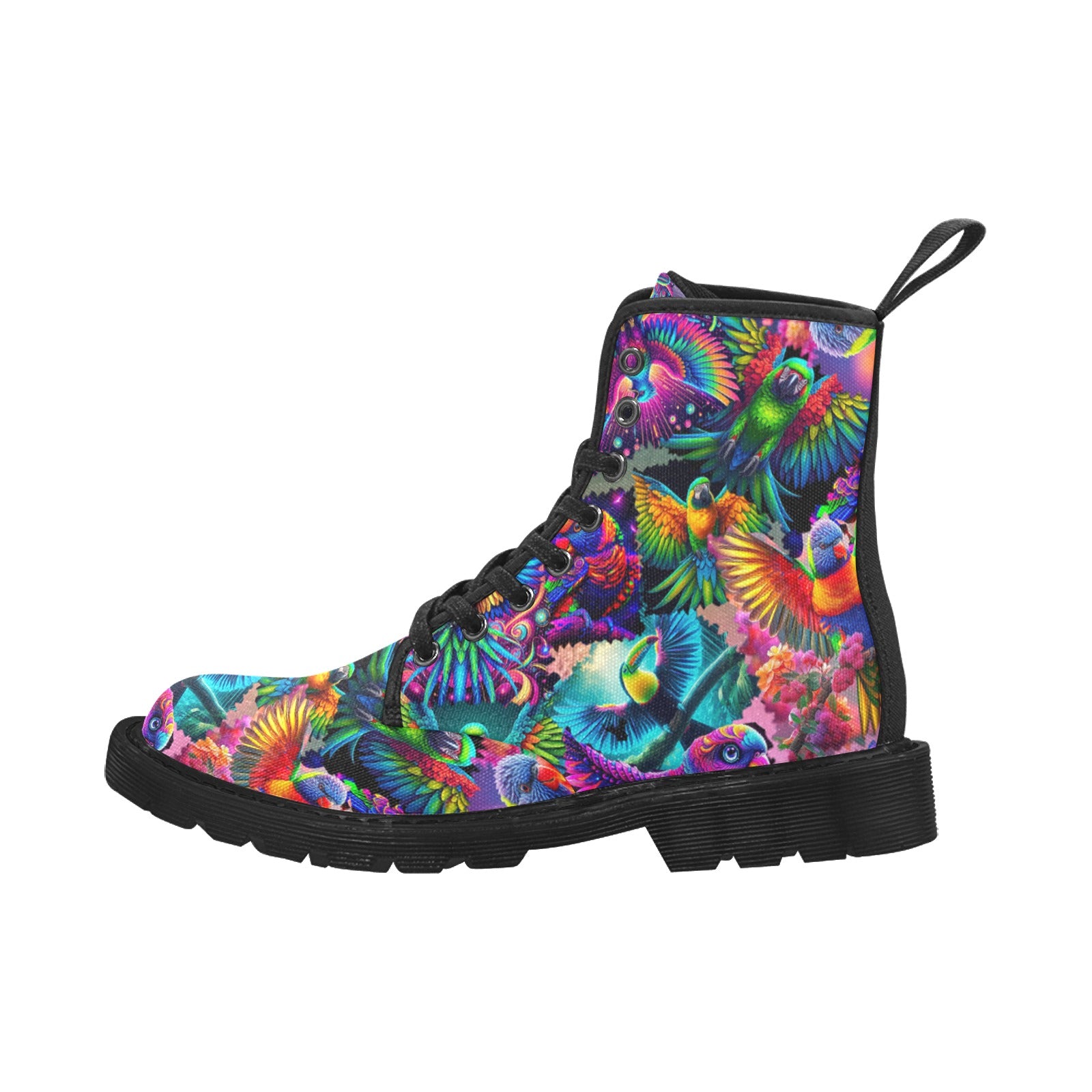 “Neon Aviary” Women's Lace Up Canvas Boots