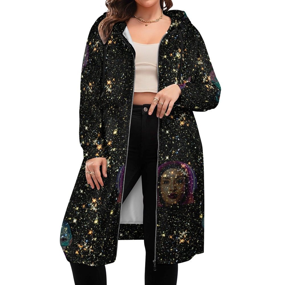 "Girls from Quintuplet Galaxy Cluster" Women's Long Hoodie