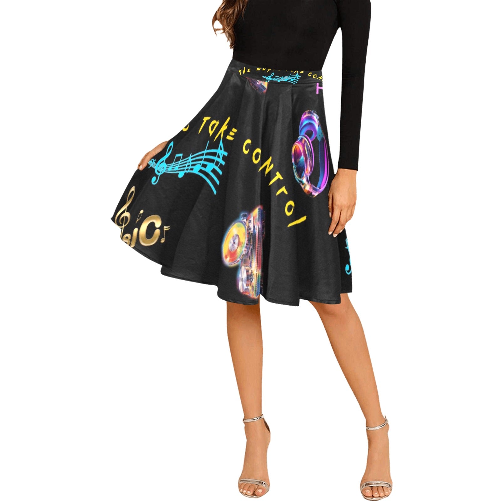 “Let the Music Take Control” Women's Pleated Midi Skirt