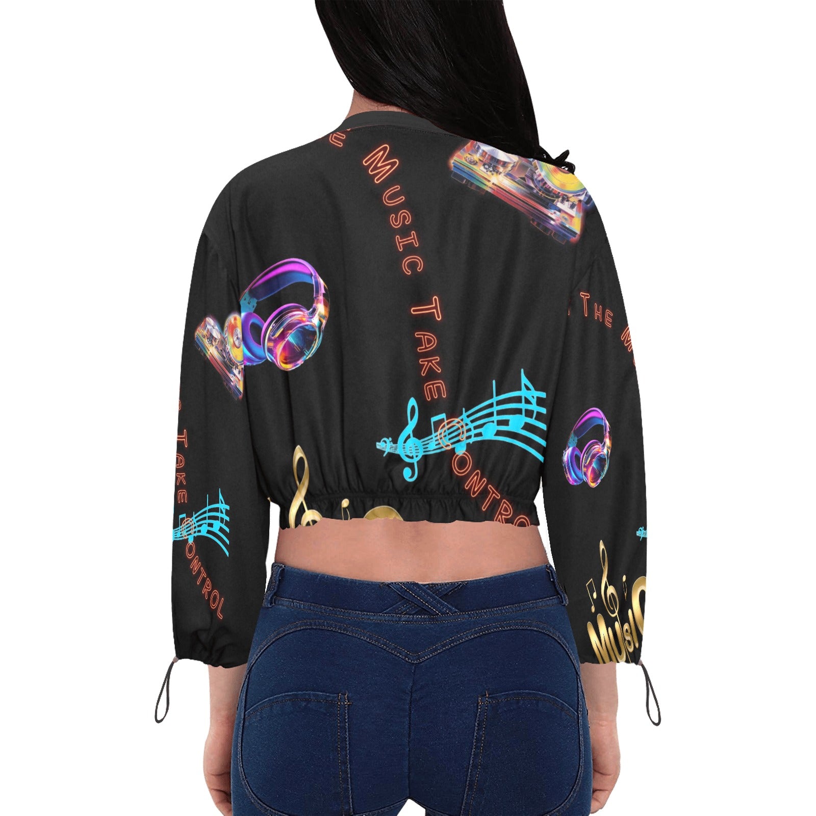 Chaqueta corta de gasa para mujer “Let the Music Take Control”