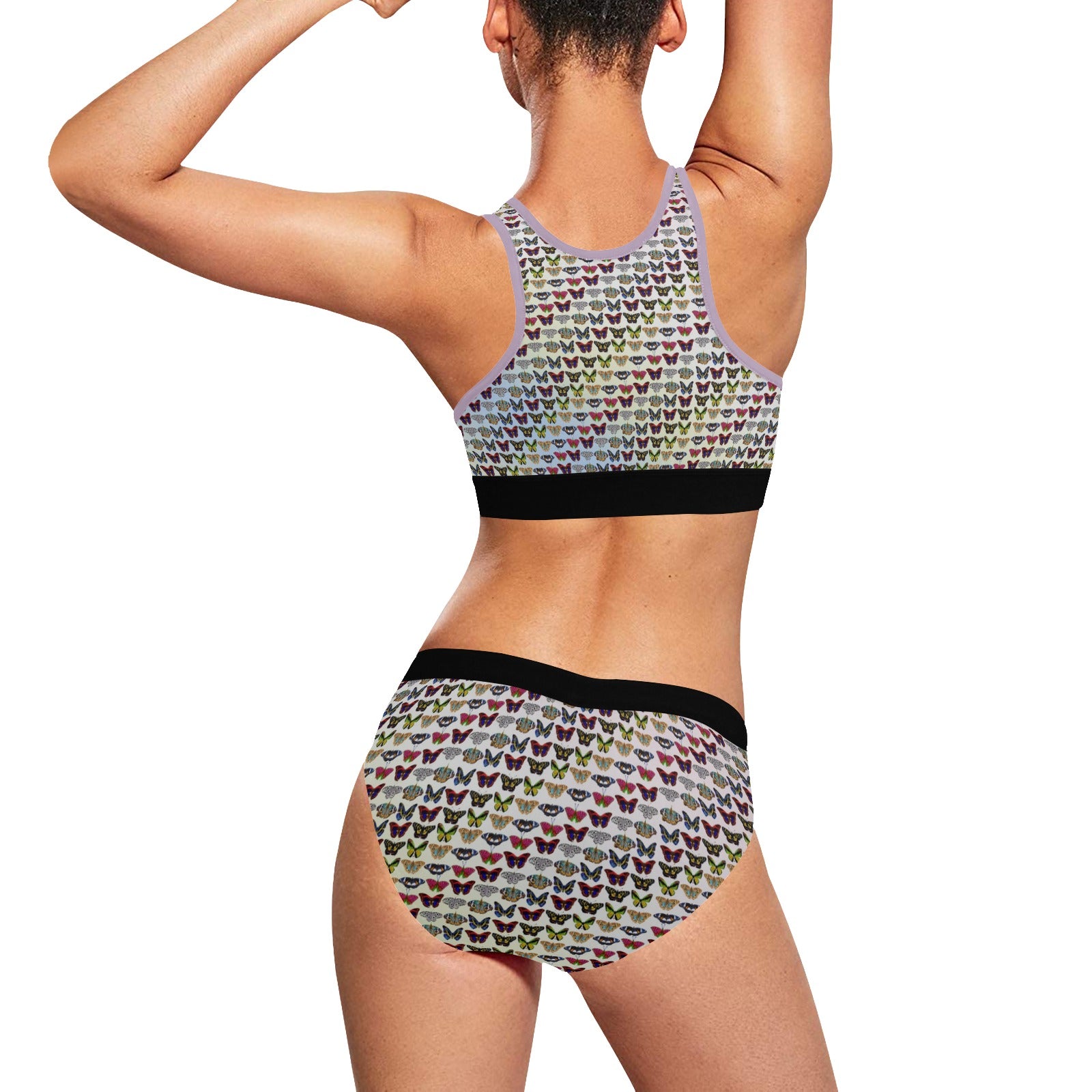 “Butterfly Flourish” Women's Sports Festival Set – Top and Booty Shorts