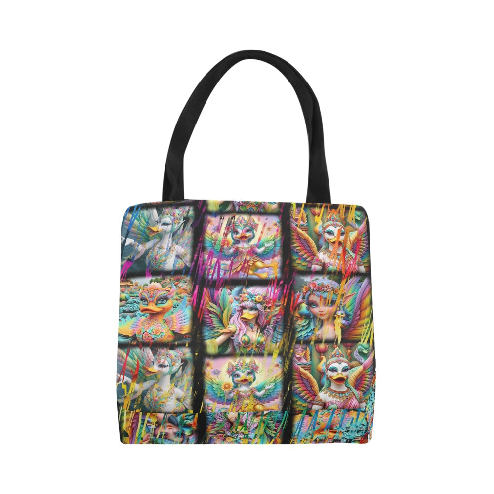 Bolso tote de lona “Pato Hadas en una tormenta de colores” - Grande