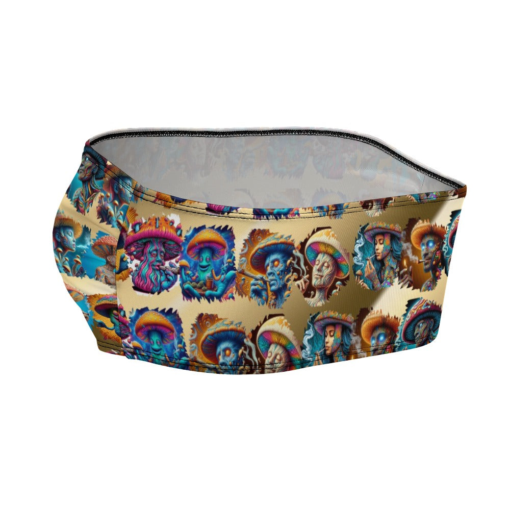 “Toking Psychedelic Mushroom People” Women’s Tube Wrap Crop Top